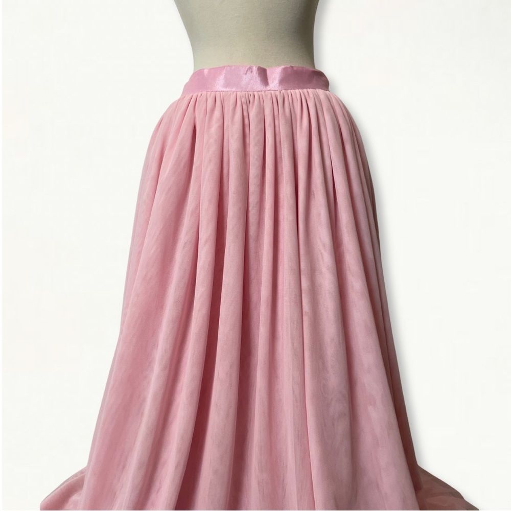 Ballet Pink Handmade Bridesmaid Tulle Skirt Floor Length Blush Wedding Skirt - Picture 3 of 16